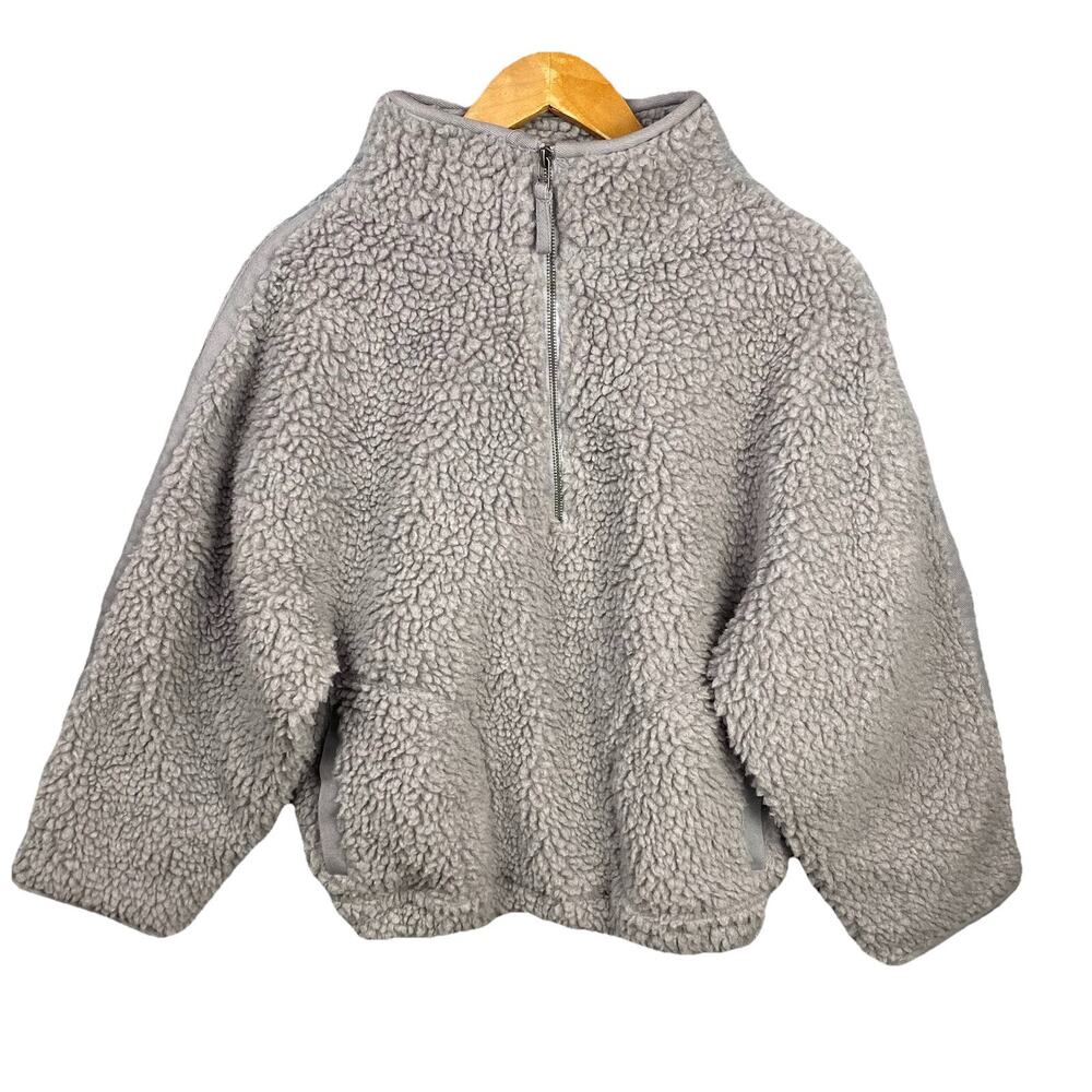 Daily Ritual Size XS/S Womens Thick Sherpa Fleece Pullover Sweater Purple Zip Up